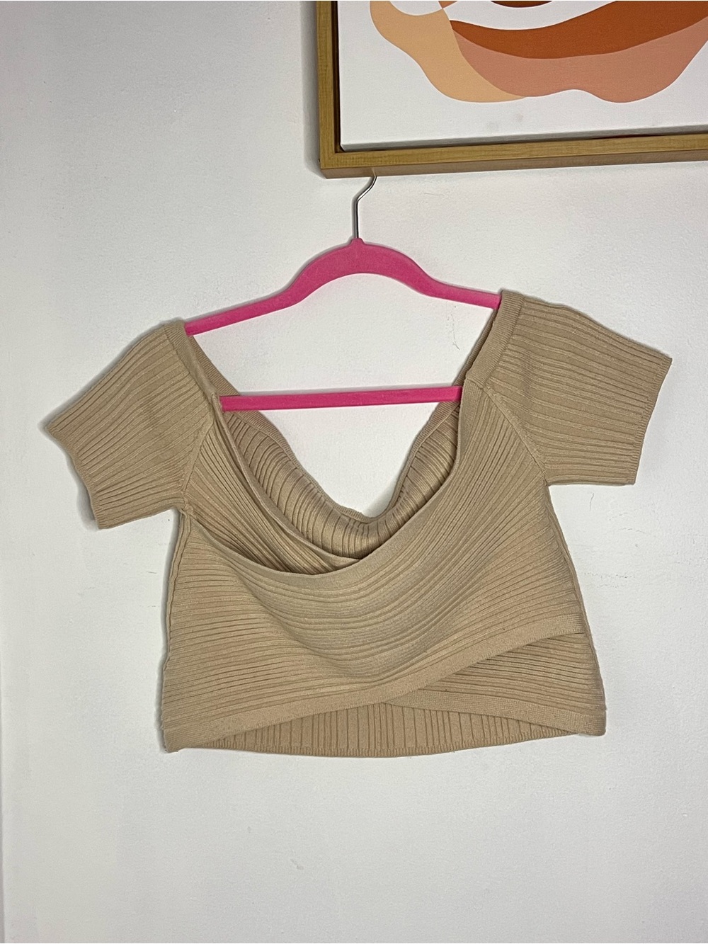 Aerie Reversible Ribbed Sweater Crop Top in Tan Size XL - Picture 3 of 6